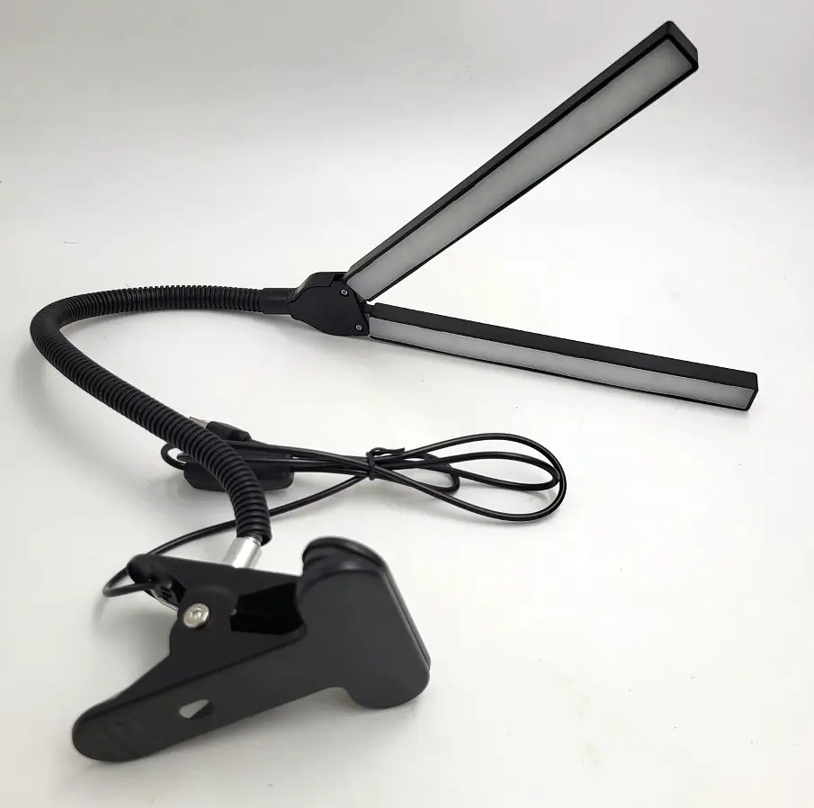 Світлодіодна LED настільна USB-лампа гнучка на прищіпці 2 плафони UKC XSD 919 чорна - фото 2
