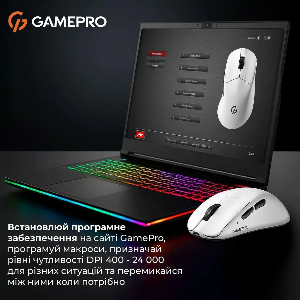 Миша GamePro Genesis Avenger White (GM096W) - фото 7