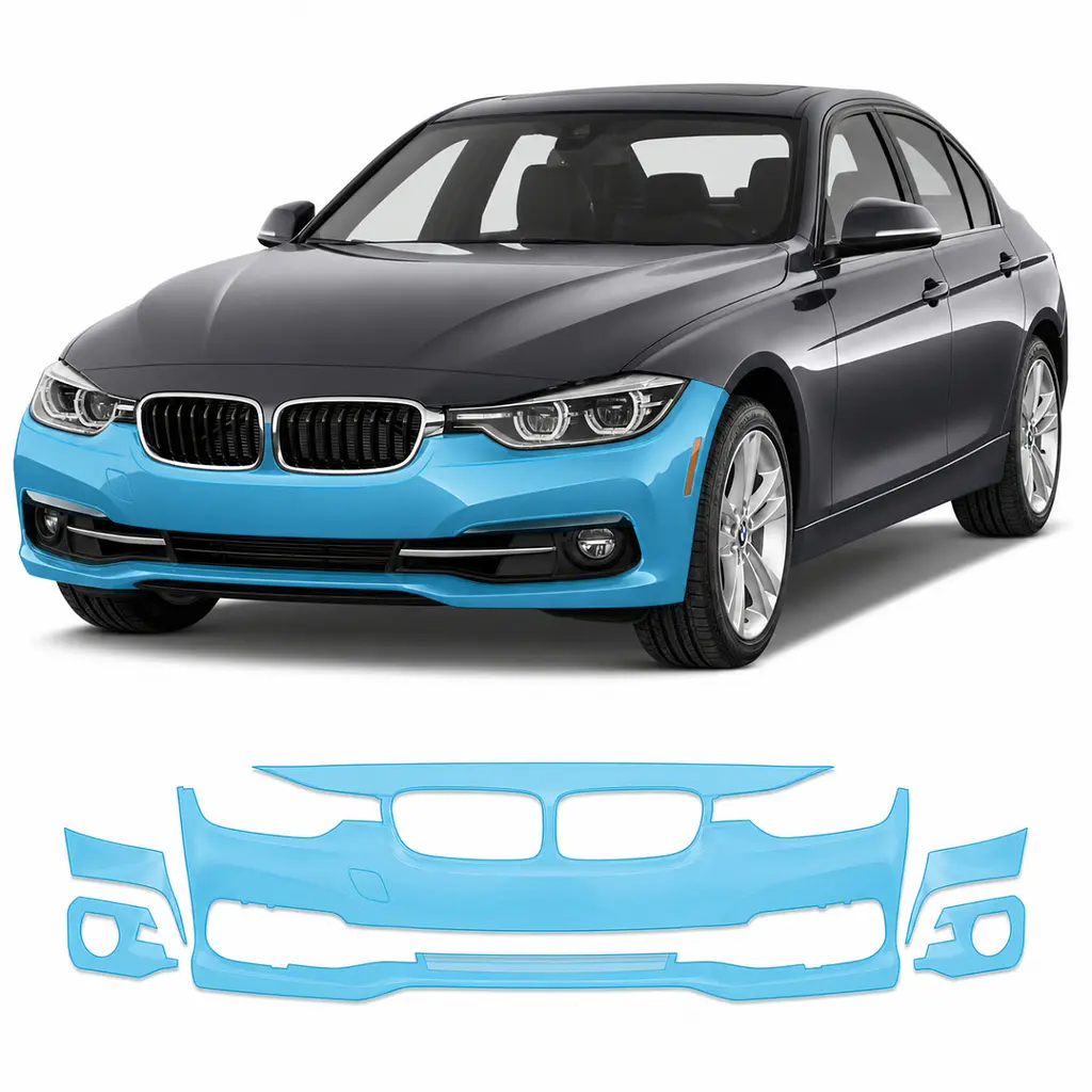 Антигравійна захисна бронеплівка за лекалами для BMW 3 Series F30 facelift 2015-2019 - передній бампер