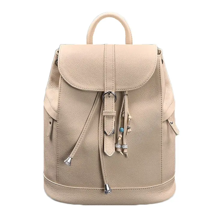 Кожаный женский рюкзак Олсен светло-бежевый - фото 9