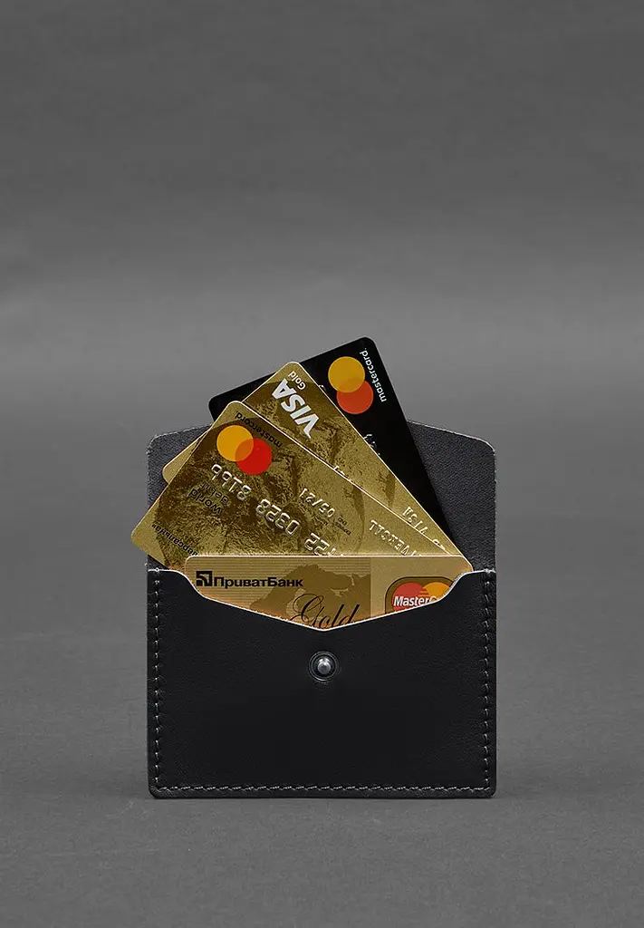 Кожаный кард-кейс 9.0 черный краст - фото 4