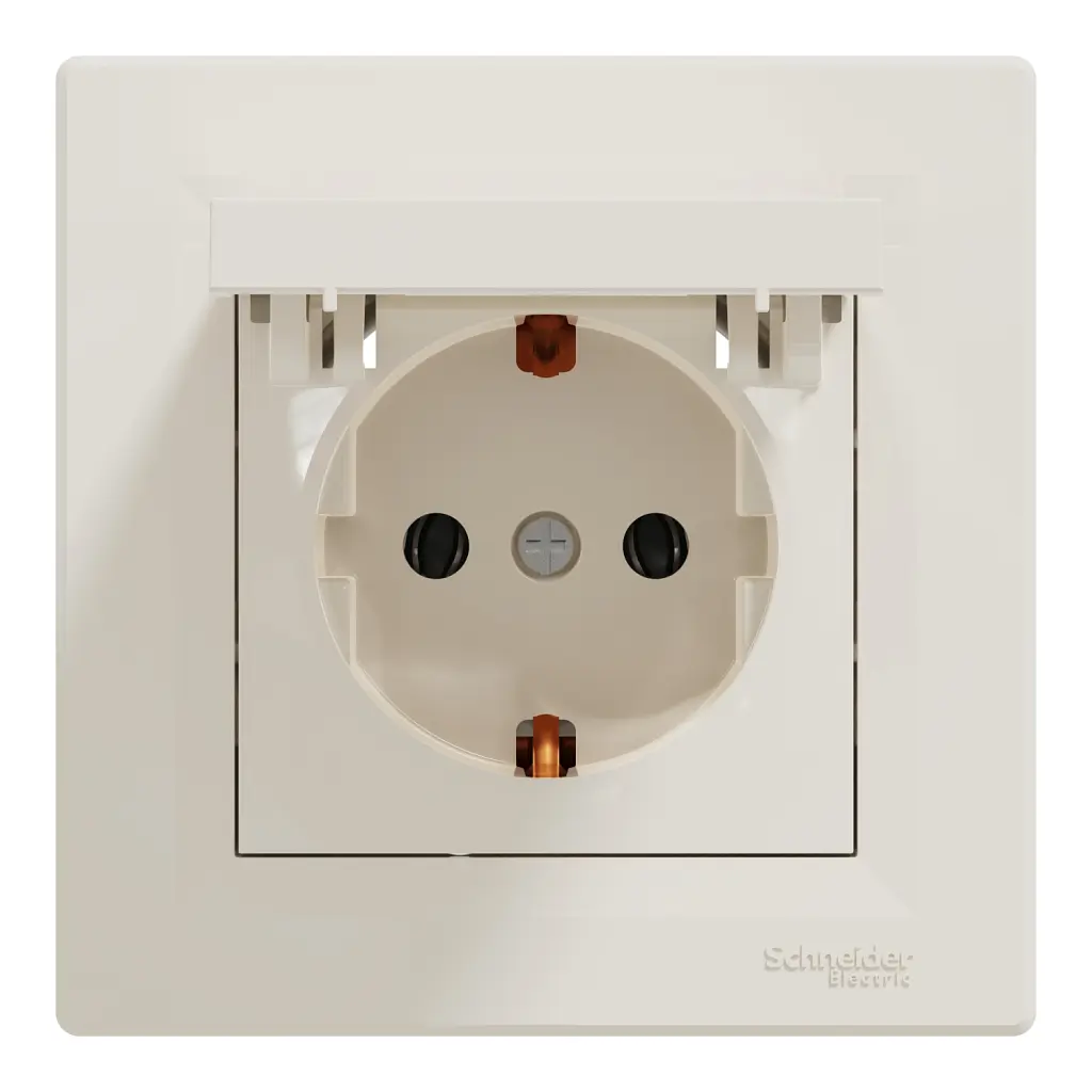 Розетка Schneider Electric ASFORA з кришкою, крем (EPH3100123)