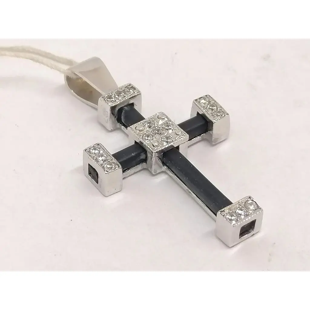 Золотой крестик Гаразд с каучуком и фианитами. 3541757 - фото 3