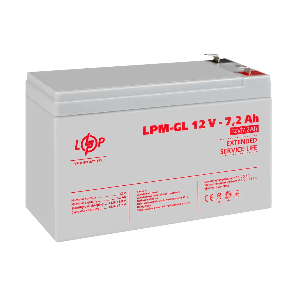 Аккумулятор гелевой LPM-GL 12V - 7.2 Ah - фото 4