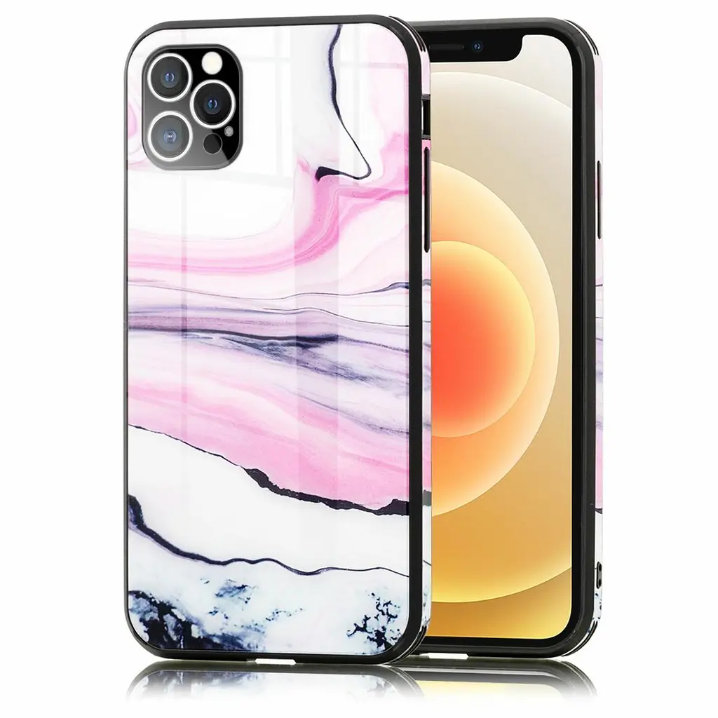 Чохол Nalia із загартованого скла для iPhone 12 Pro Max, жорсткий чохол-бампер з мармуровим дизайном - фото 2