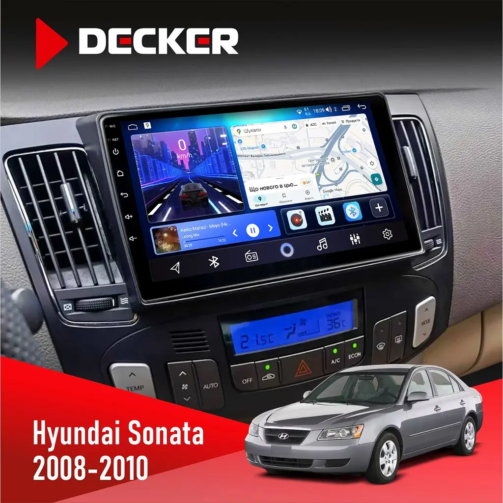 Штатна магнітола Hyundai Sonata 2008-2010 Climate Decker D9-006 4x64, 4G Decker (НФ-00003626)
