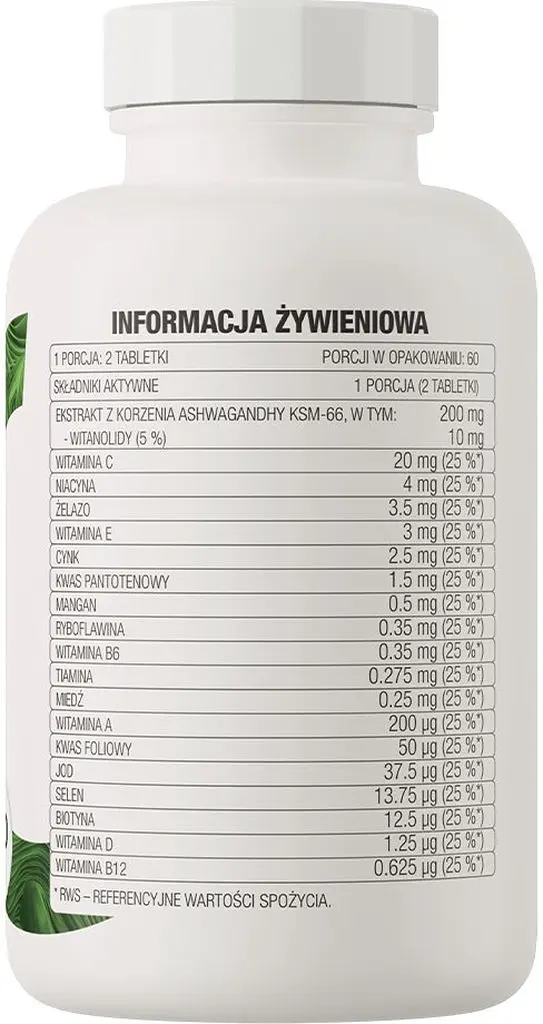 Ашваганда с витаминами и минералами OstroVit Vit&Min + Ashwagandha, 120 таблеток для поддержки иммунной системы - фото 2