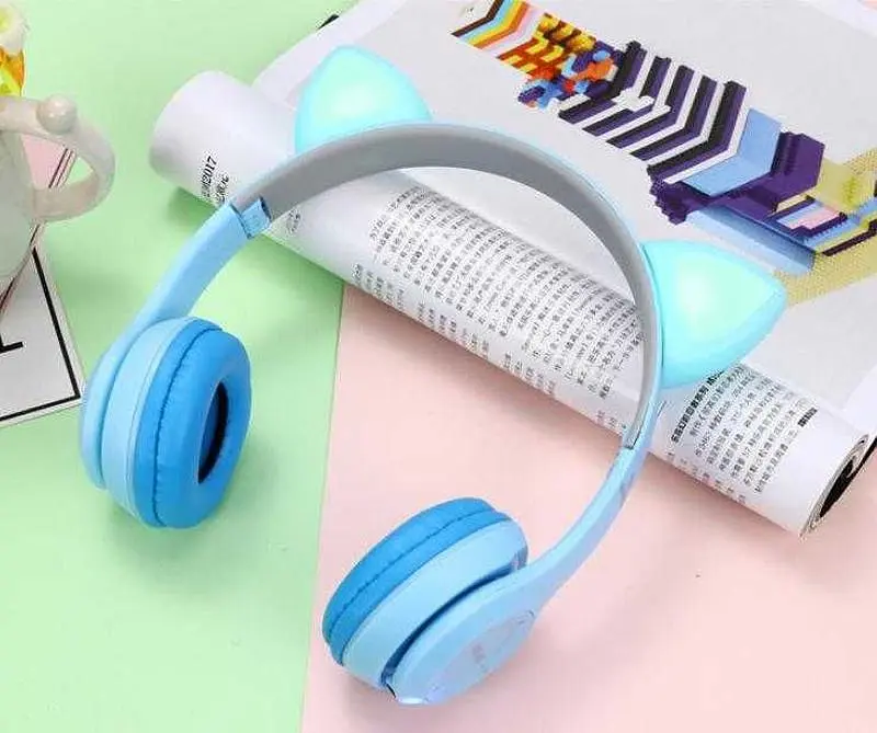 Дитячі бездротові Bluetooth навушники Cat Y47 з мікрофоном та котячими вушками, що світяться - фото 2