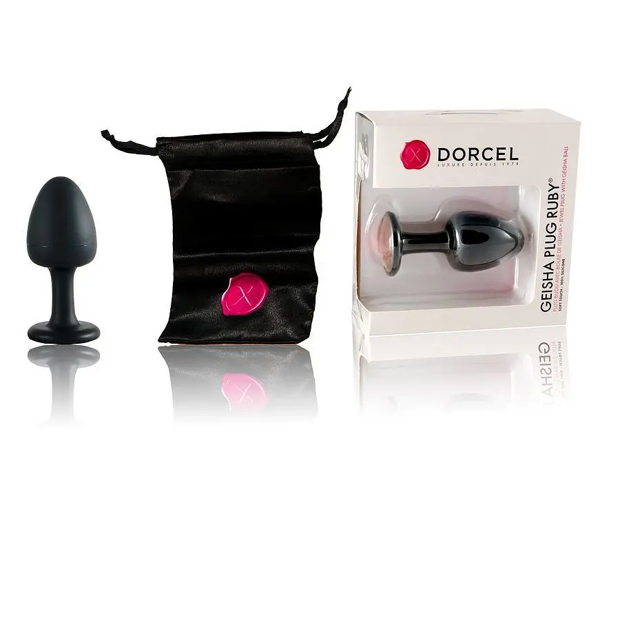 Анальна пробка зі зміщеним центром ваги та кристалом Dorcel Geisha Plug Ruby M, 8х3.2 см, червоний - фото 4