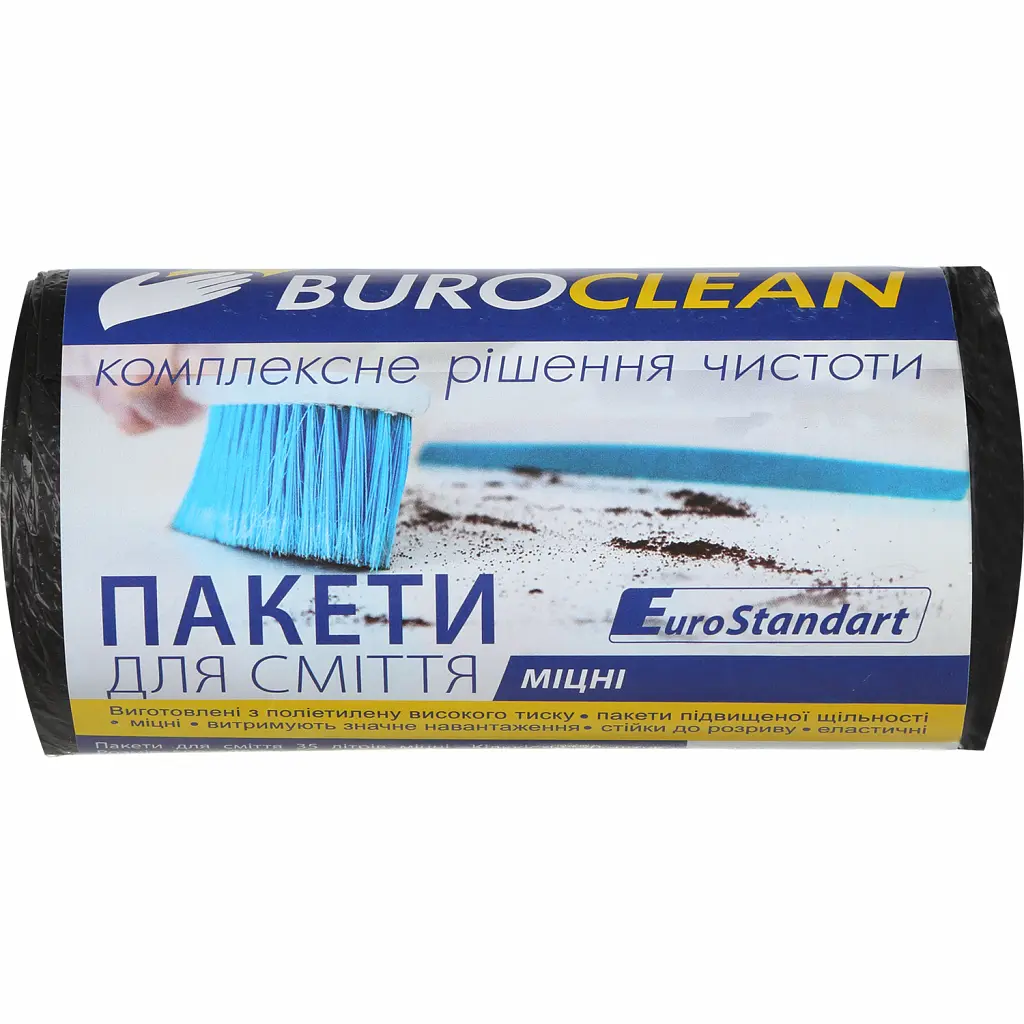 Пакети для сміття Buroclean EuroStandart міцні чорні 35 л 50 шт. (4823078922854) - фото 2