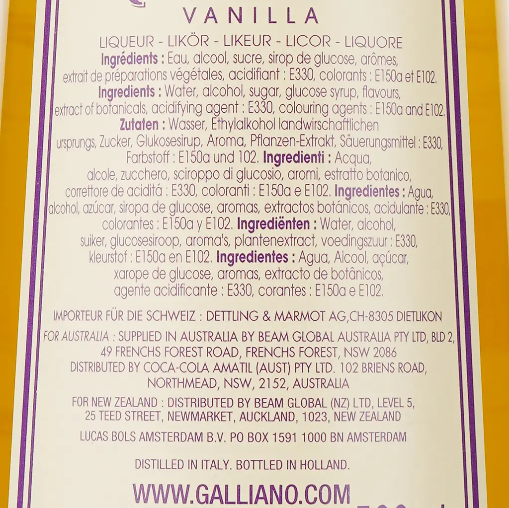 Ликер Galliano Vanilla, 30%, 0,5 л - фото 3