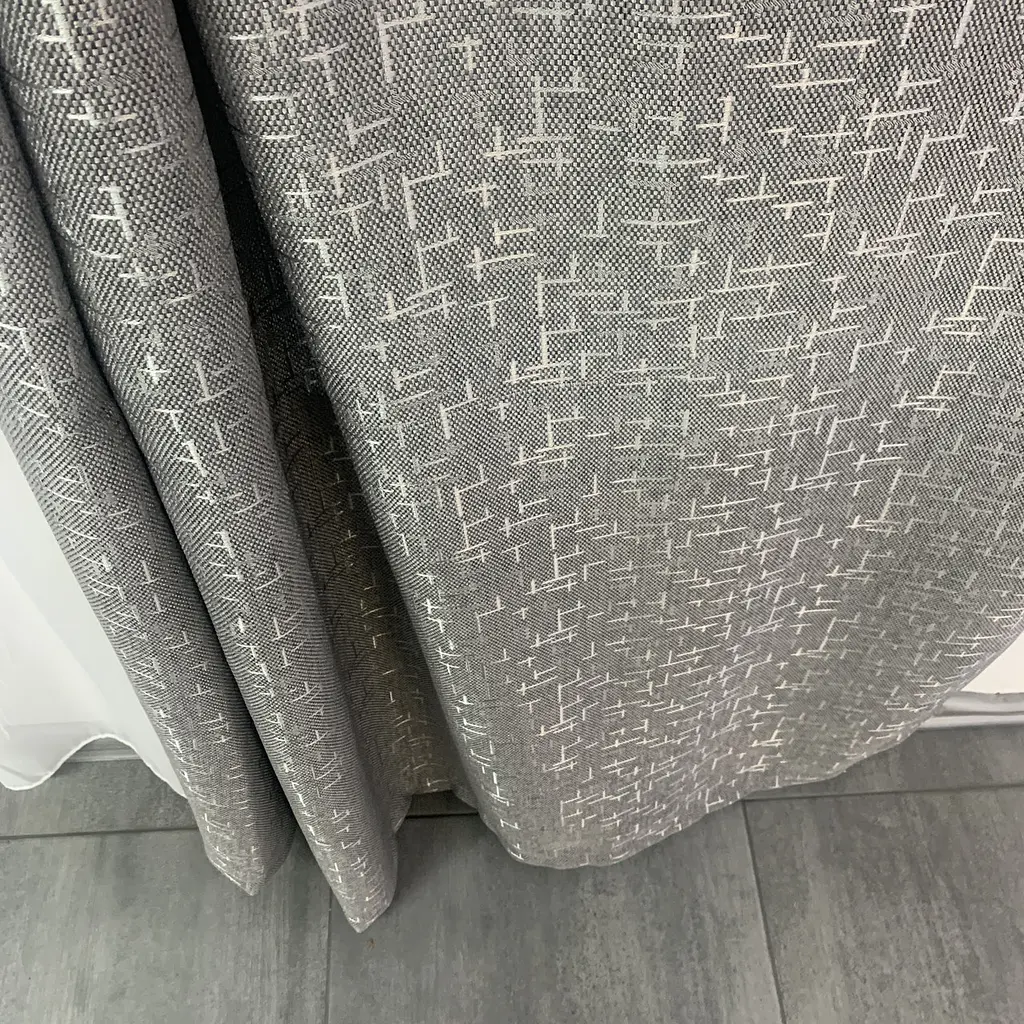 Льняні мармурові блекаут штори темно-сірого кольору 2шт. 150х270 з білим шифоновим тюлем 400х270, на ALBO pbe0052663 - фото 8