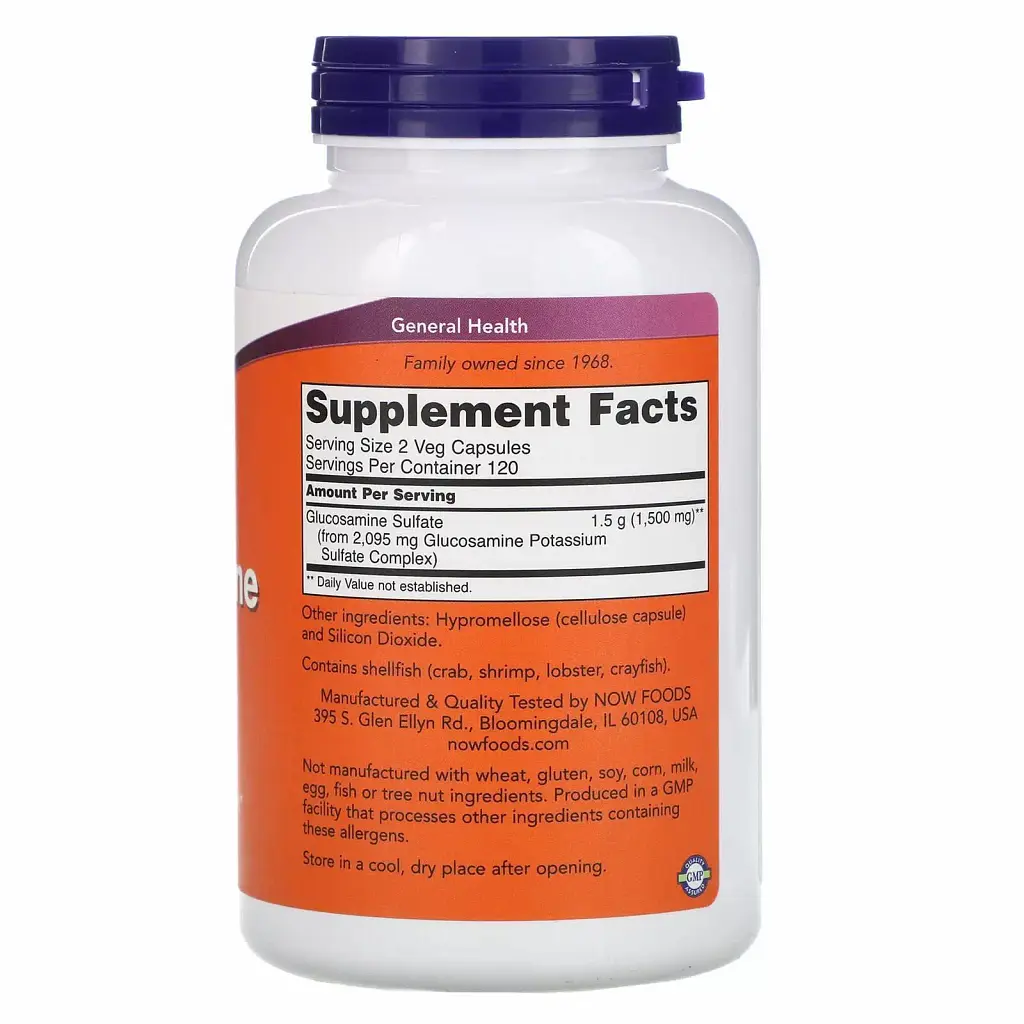 Глюкозамин сульфат Now Foods Glucosamine Sulfate 750 мг 240 растительных капсул - фото 2