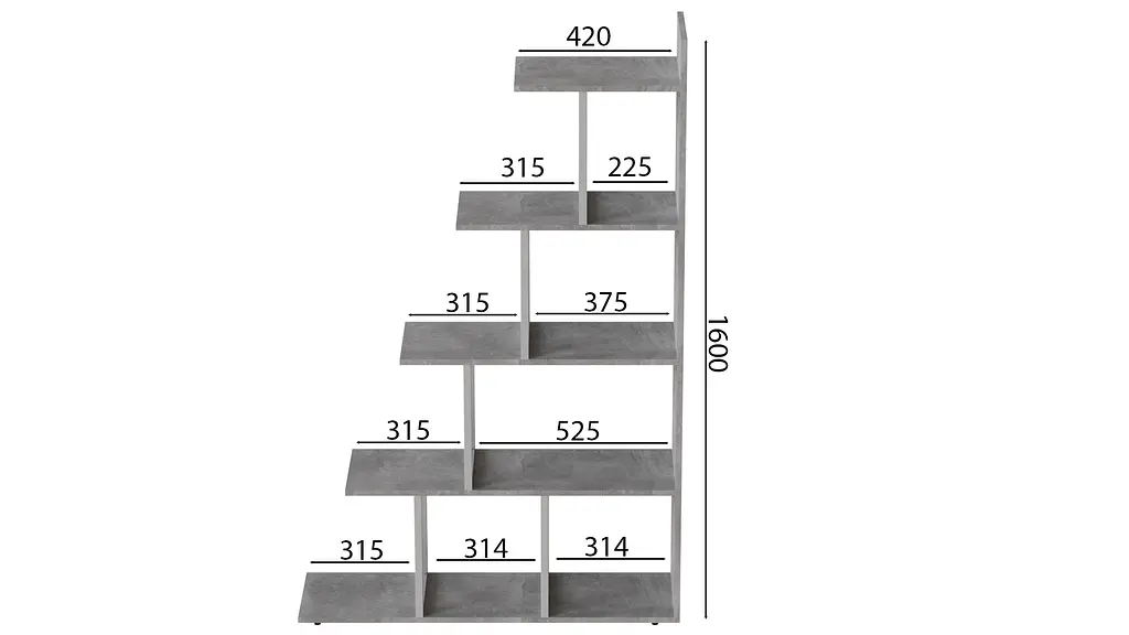 Етажерка Ferrum-decor Стелла 1600x1020x300 Білий метал ДСП Бетон (FRD-105495) - фото 3