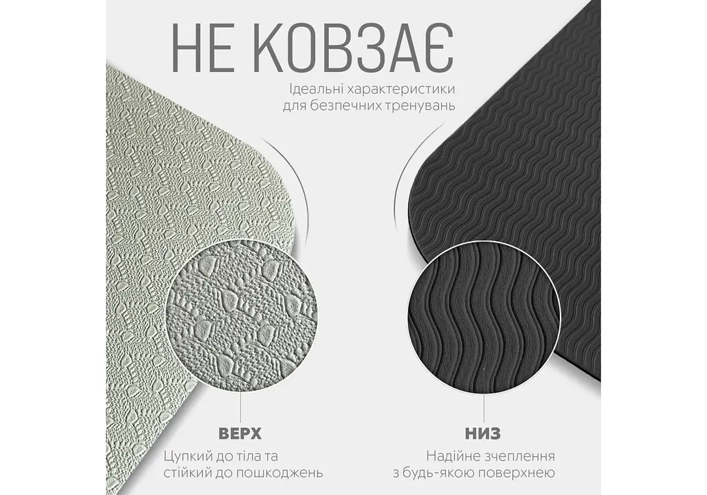 Килимок для йоги та фітнесу EasyFit TPE+TC 6 мм двошаровий сірий-чорний (EF-1924-GYBK) - фото 4