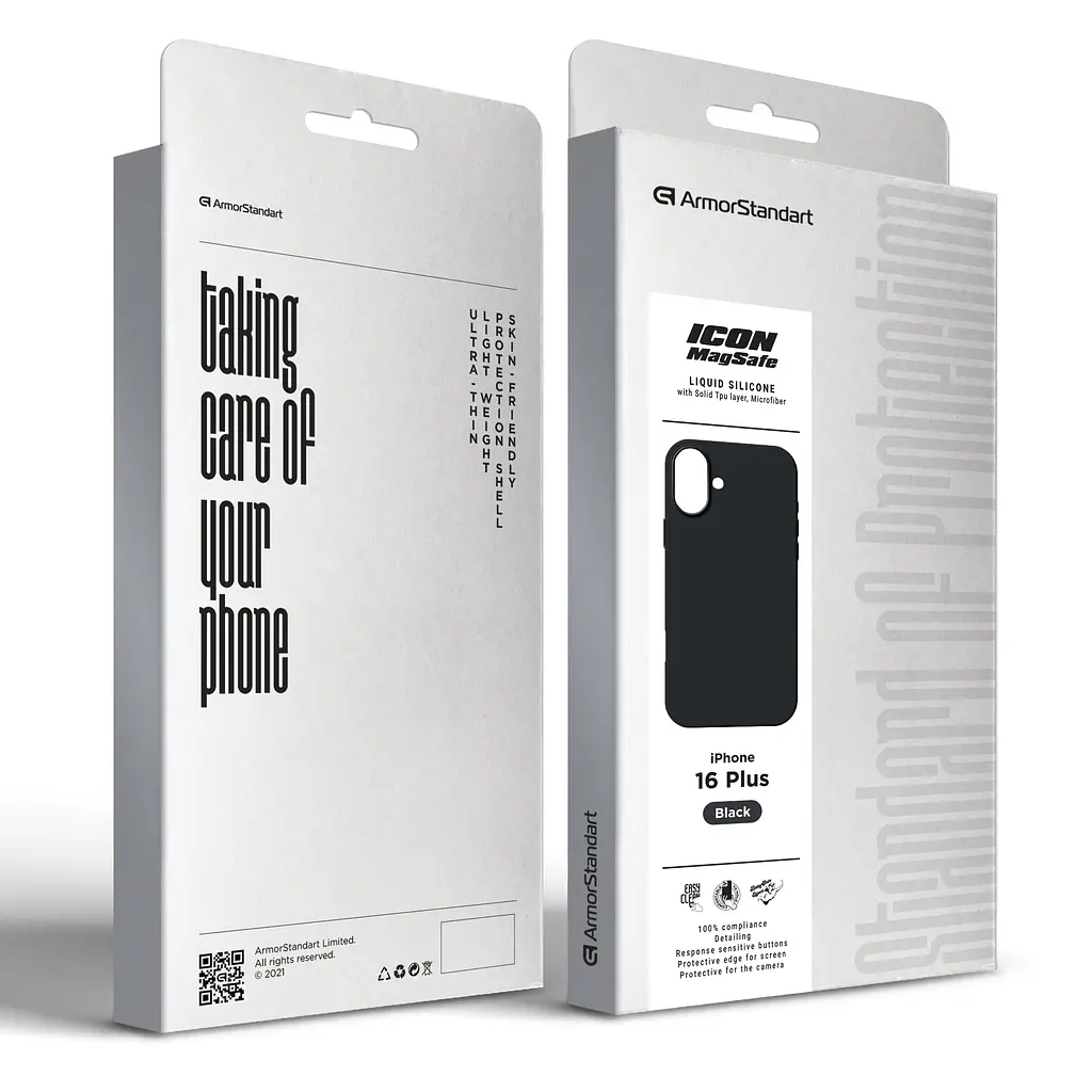 Силиконовый чехол с MagSafe для Apple iPhone 16 Plus, ICON2 MagCase, черный, противоударный, панель с мягкой подкладкой, защита всего корпуса, поддержка беспроводной зарядки, совместим с защитными стеклами и пленками, ArmorStandart (ARM78667) - фото 10