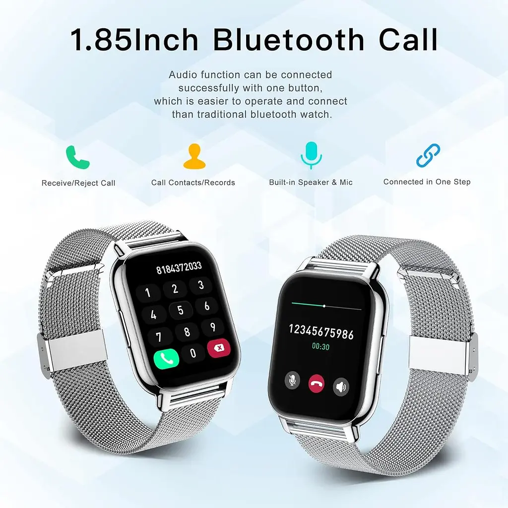 Смарт-годинник жіночий Popglory P66 1.85" з Bluetooth-дзвінками, пульсометром, SpO2 та 100+ спортивними режимами - фото 5