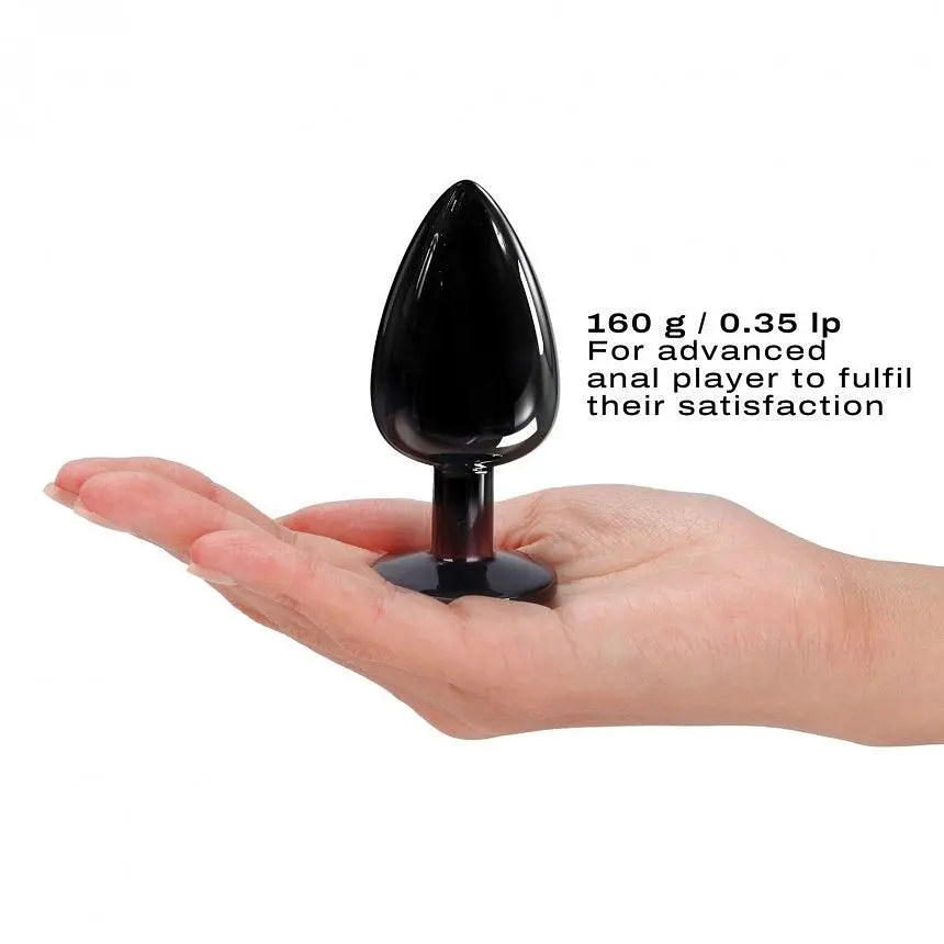 Металева анальна пробка з прикрасою у вигляді кристала Dorcel - Diamond Plug, чорна L - фото 5