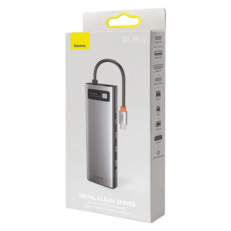 Usb Hub Baseus Metal Gleam Series 11-in-1 Multifunctional Type-C Сірий (CAHub-CT0G) - фото 7