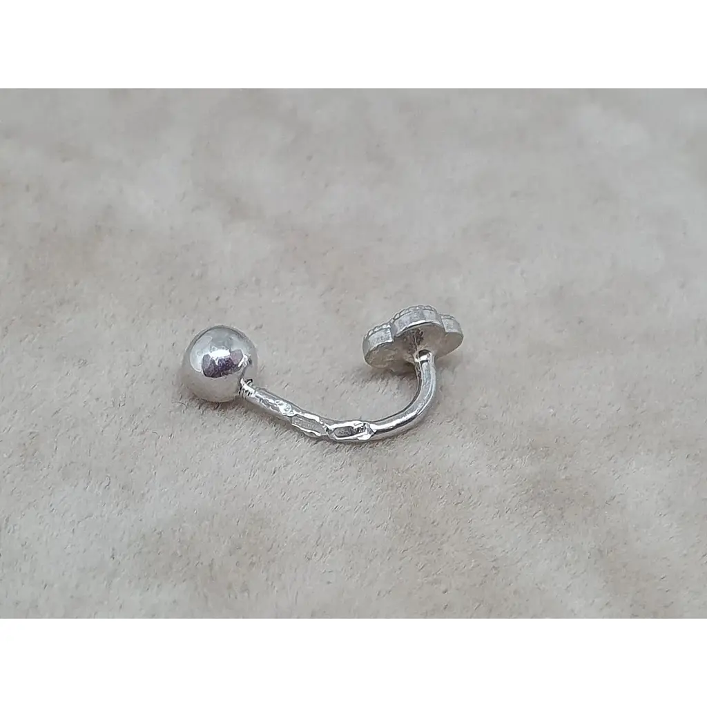 Серебряная серьга для пирсинга Астор пупка Клевер с эмалью. 9182765Р - фото 3