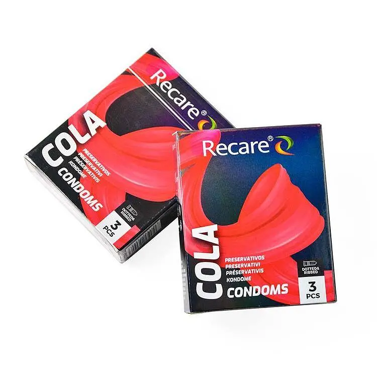 Презервативи Holographic Recare Cola Dotted&Ribbed Condoms 3 шт, з пухирцями і ребрами, аромат: Кола - фото 3