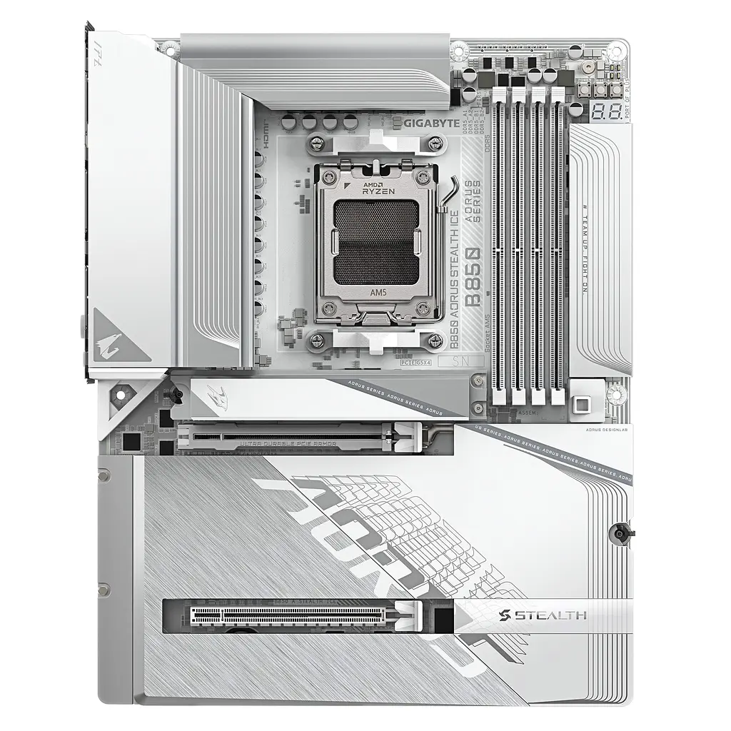 Материнская плата B850 A STEALTH ICE sAM5 B850 4xDDR5 M.2 HDMI ATX белый Gigabyte teh0019088 - фото 2