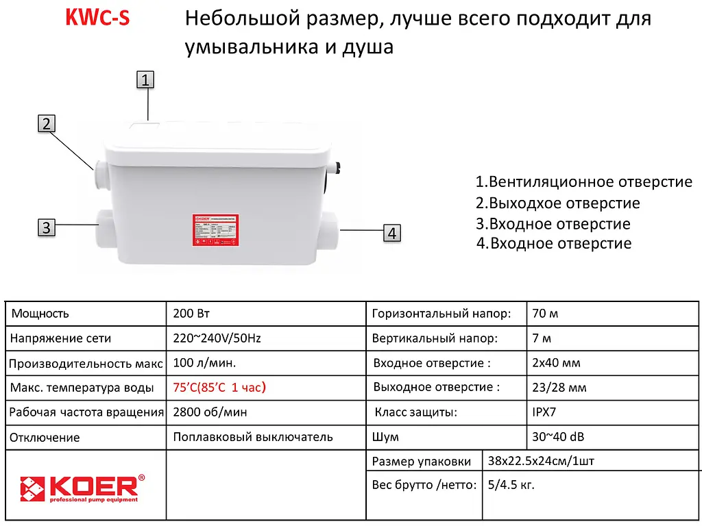 Каналізаційна установка Koer Kwc-S KP2928 - фото 5
