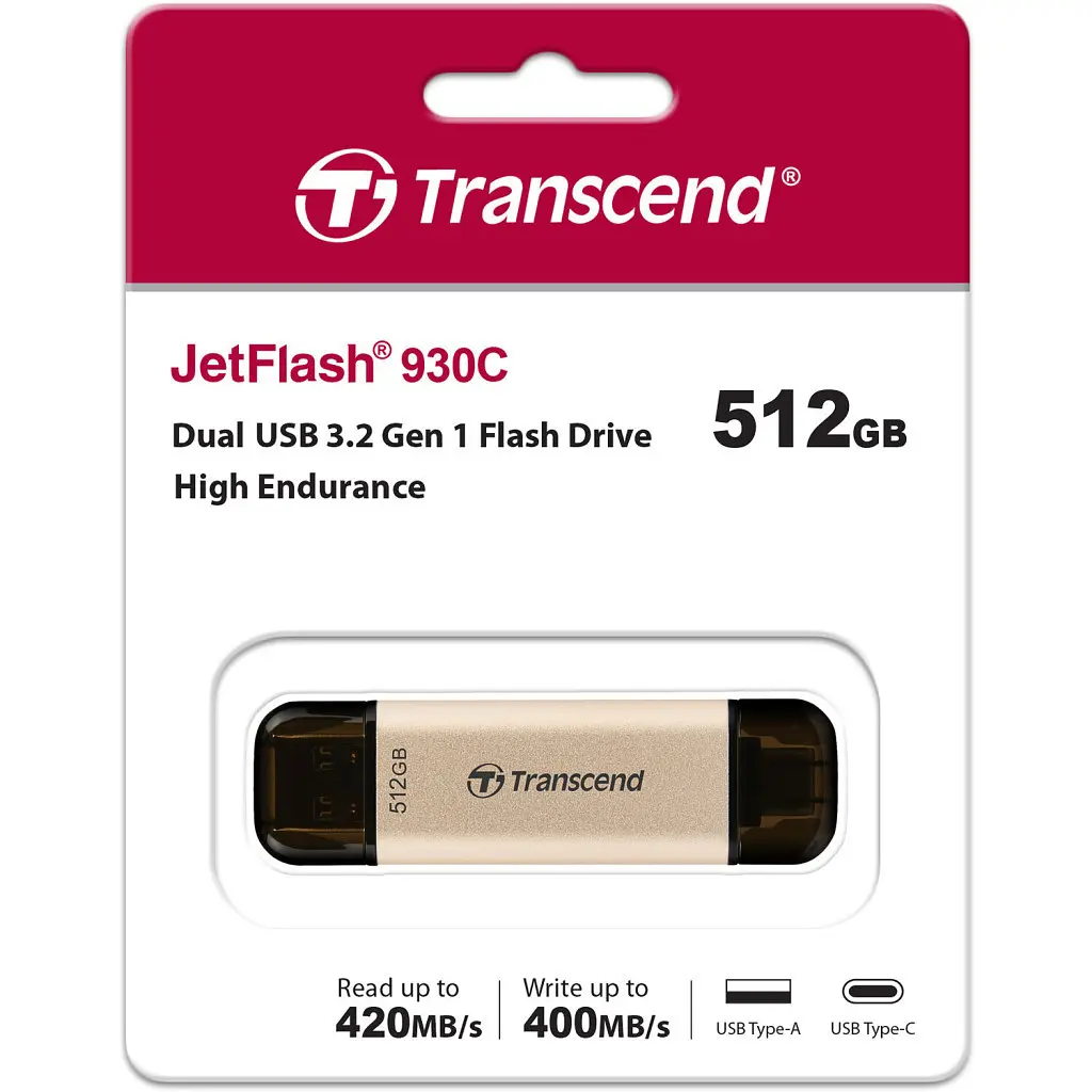 USB флеш накопичувач Transcend 512GB JetFlash 930C Gold-Black USB 3.2/Type-C (TS512GJF930C) - фото 8