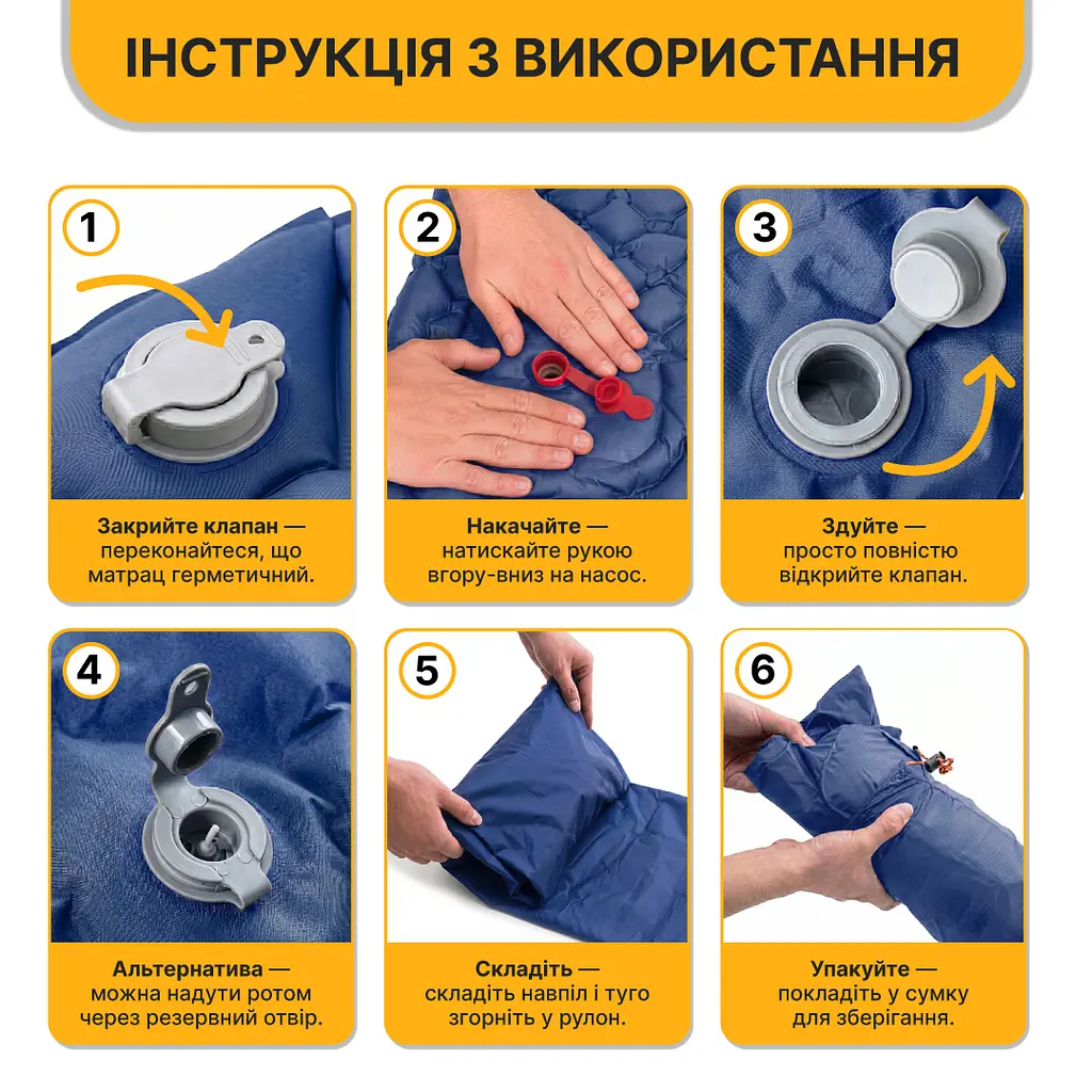 Надувний похідний килимок матрац LEOBRO Air Mat 190 x 60 см Blue (LB-1096) - фото 6