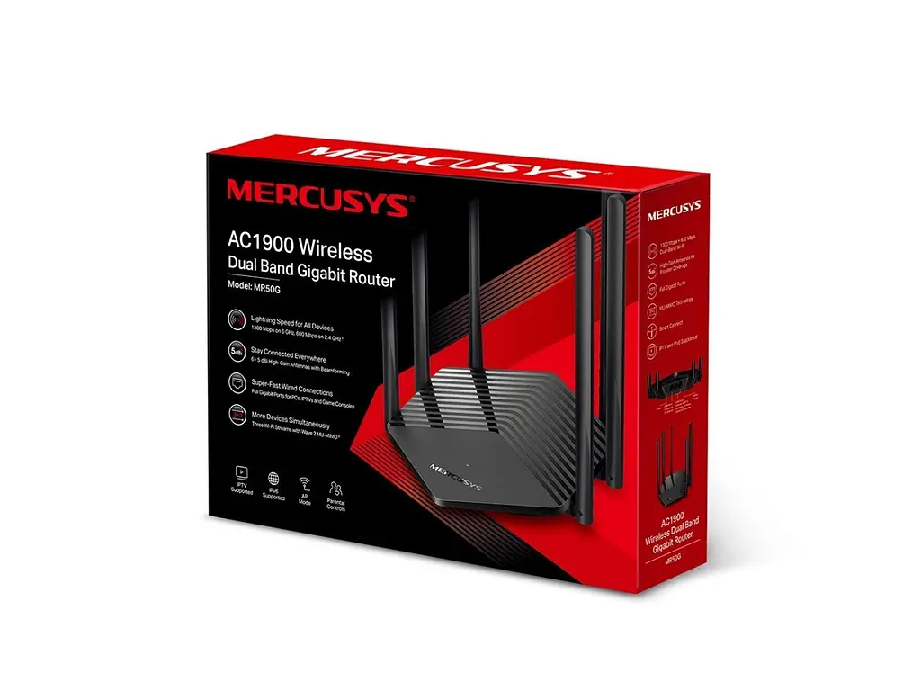 Mercusys Маршрутизатор MR50G AC1900 2xGE LAN 1xGE WAN MU-MIMO - фото 3