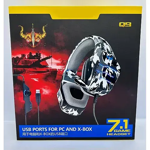 Навушники ігрові XPRO Q9 з мікрофоном і підсвічуванням хакі (MER-15578) - фото 3