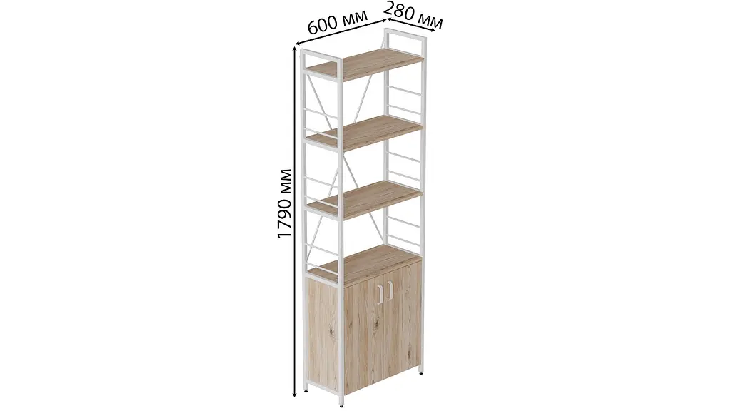 Этажерка 4/60 Ferrum-decor Серии Конект с тумбой 179x60x28 Белый ДСП Артизан (FRD-104492) - фото 3