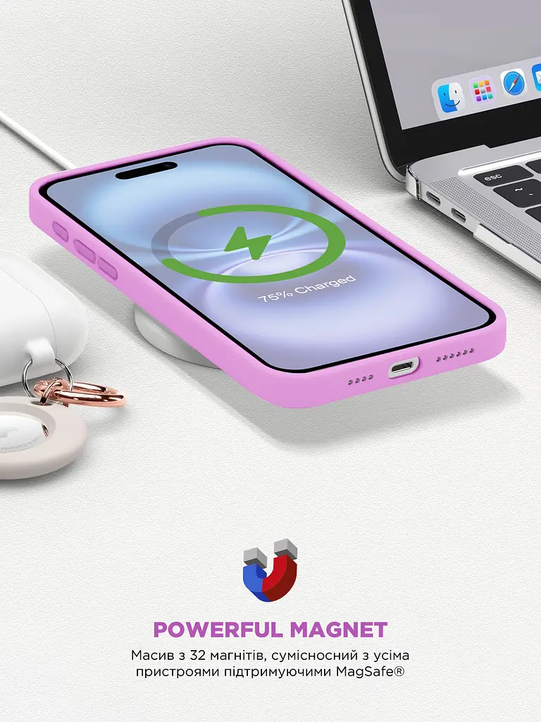 Силиконовый чехол с MagSafe для Apple iPhone 16, ICON2 MagCase, фиолетовый, противоударный, панель с мягкой подкладкой, защита всего корпуса, поддержка беспроводной зарядки, совместим с защитными стеклами и пленками, ArmorStandart (ARM80182) - фото 8