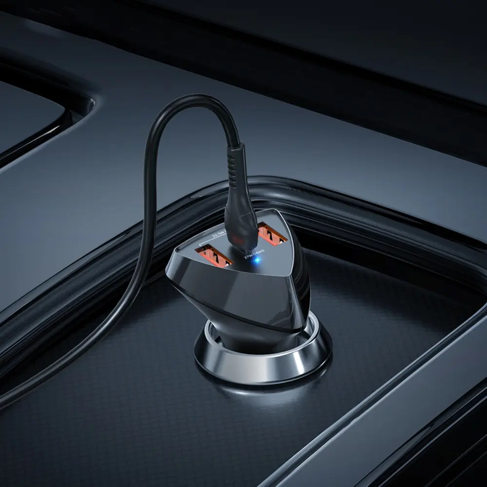 Автомобільний зарядний пристрій Hoco DZ10 2 USB/Type-C PD 27W QC чорний - фото 2