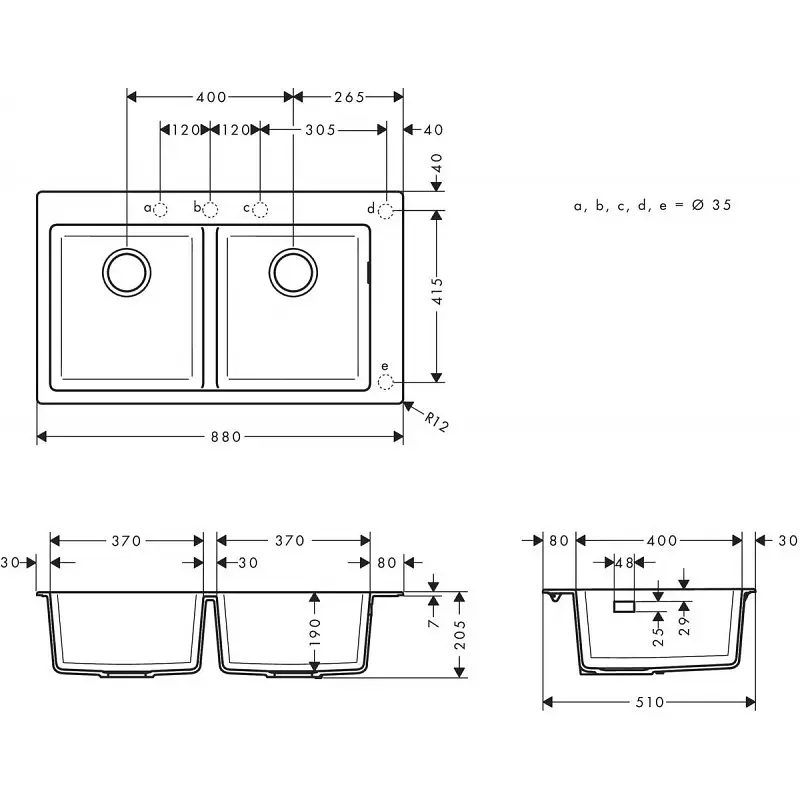 Кухонная мойка Hansgrohe S510-F770 770x510 на две чаши 370/370 Concretegrey 43316380, Sand - фото 2
