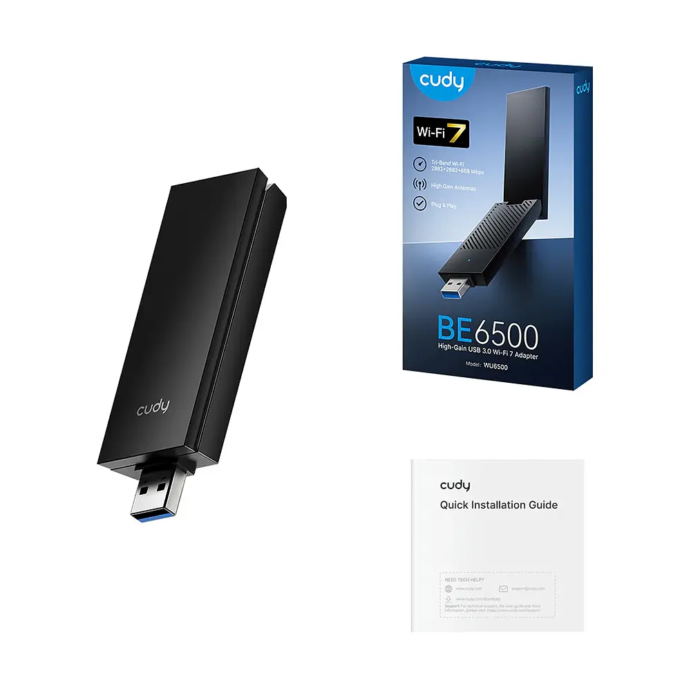 Адаптер WiFi 7 Cudy WU6500 тридіапазонний з USB 3.0 BE6500 (73-00587) - фото 5