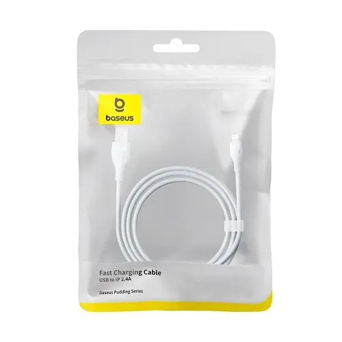 USB кабель Baseus Pudding Series Fast Charging Cable USB to iP 2.4A 2m білий P10355700221-01 - фото 2