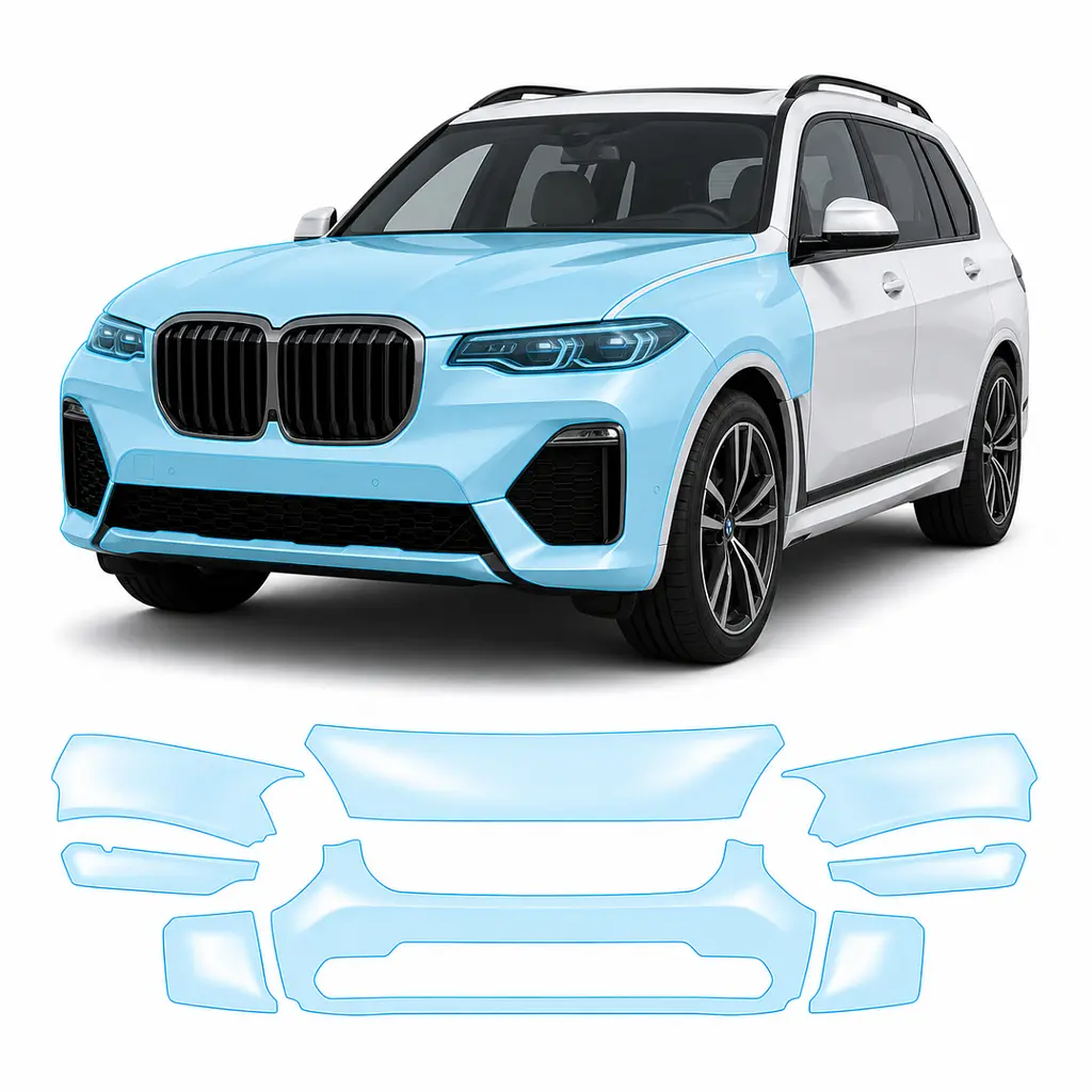 Антигравійна захисна бронеплівка за лекалами для BMW X7 G07 2019-2022 - передня частина авто (капот бампер фари крила)
