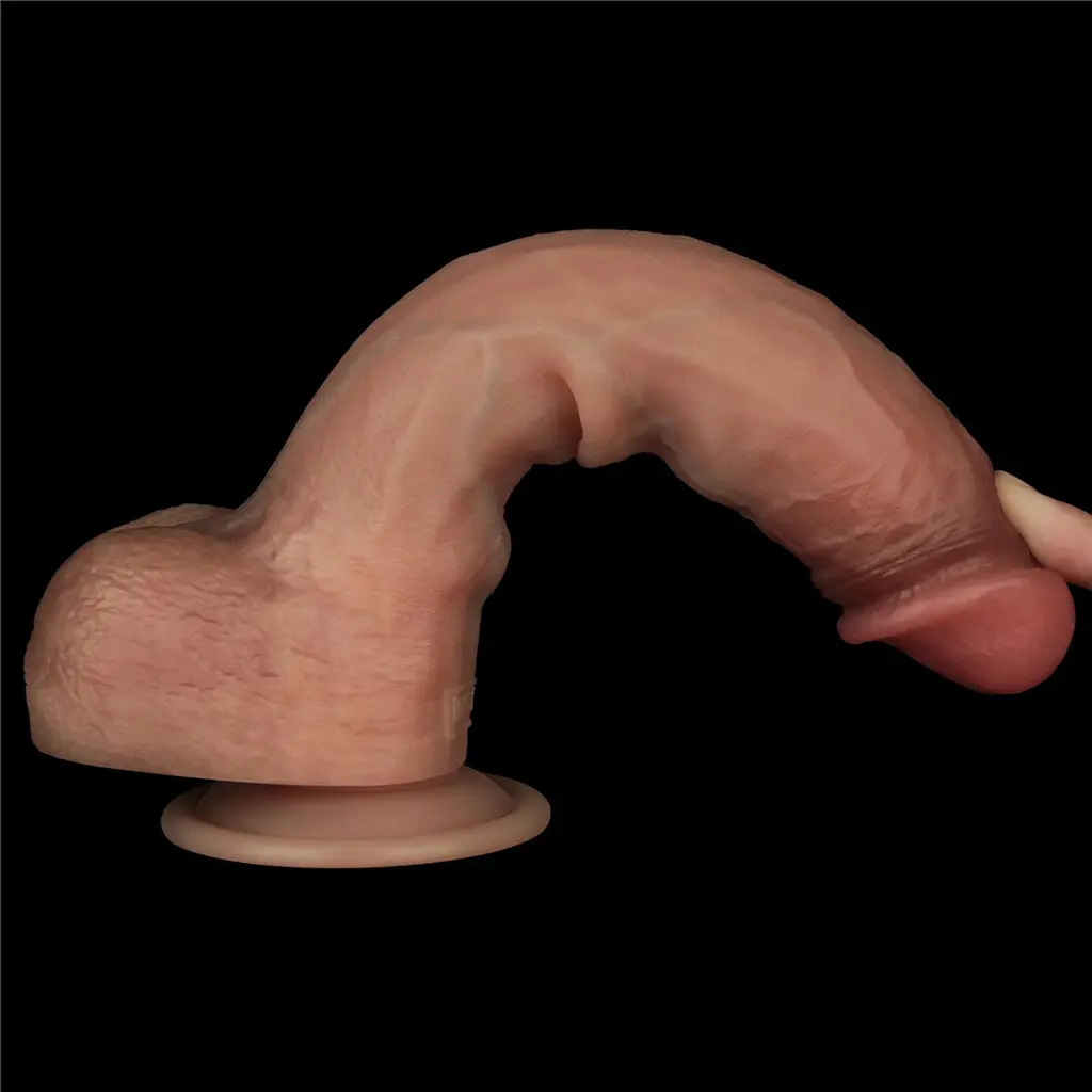 Фалоімітатор - Sliding Skin Pro Dual Layer Silicone Dong 9" Flesh - фото 8