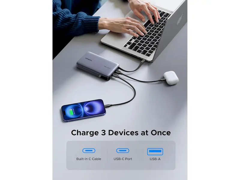 Зовнішній акумулятор (Power Bank) UGREEN PB551 20000mAh 145W Grey (55992) - фото 4