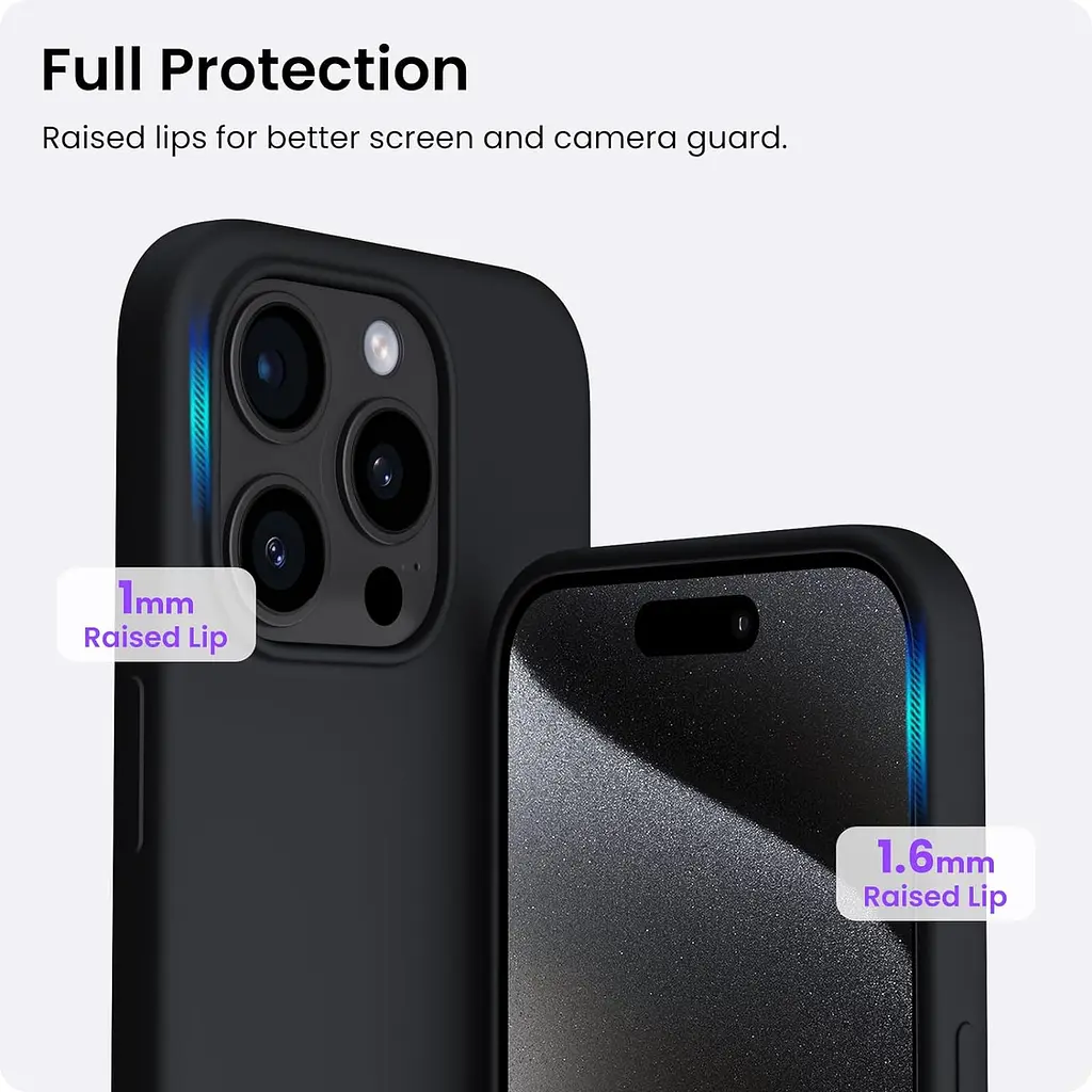 Чохол ORNARTO, сумісний з iPhone 15 Pro 6,1 дюйма, 3-шаровий рідкий силікон з повним покриттям - фото 4