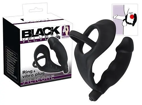 Ерекційне кільце з анальною пробкою Orion Black Velvets Ring Vibro Plug - фото 10