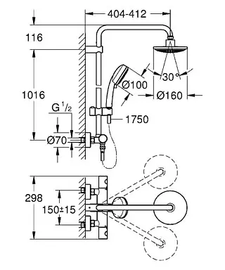 Душова система Grohe Tempesta Cosmopolitan 27922000, Хром - фото 2