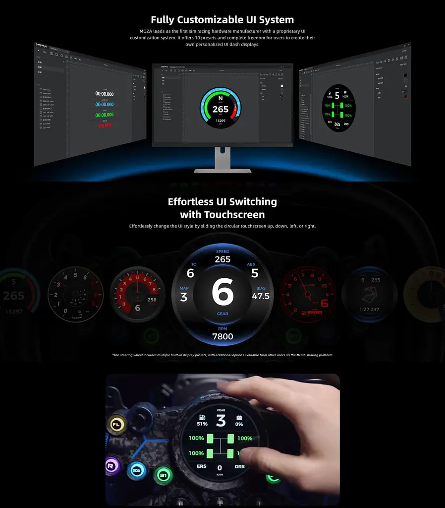 Кермо MOZA Racing Vision GS Steering Екран 2.8" RGB - фото 15