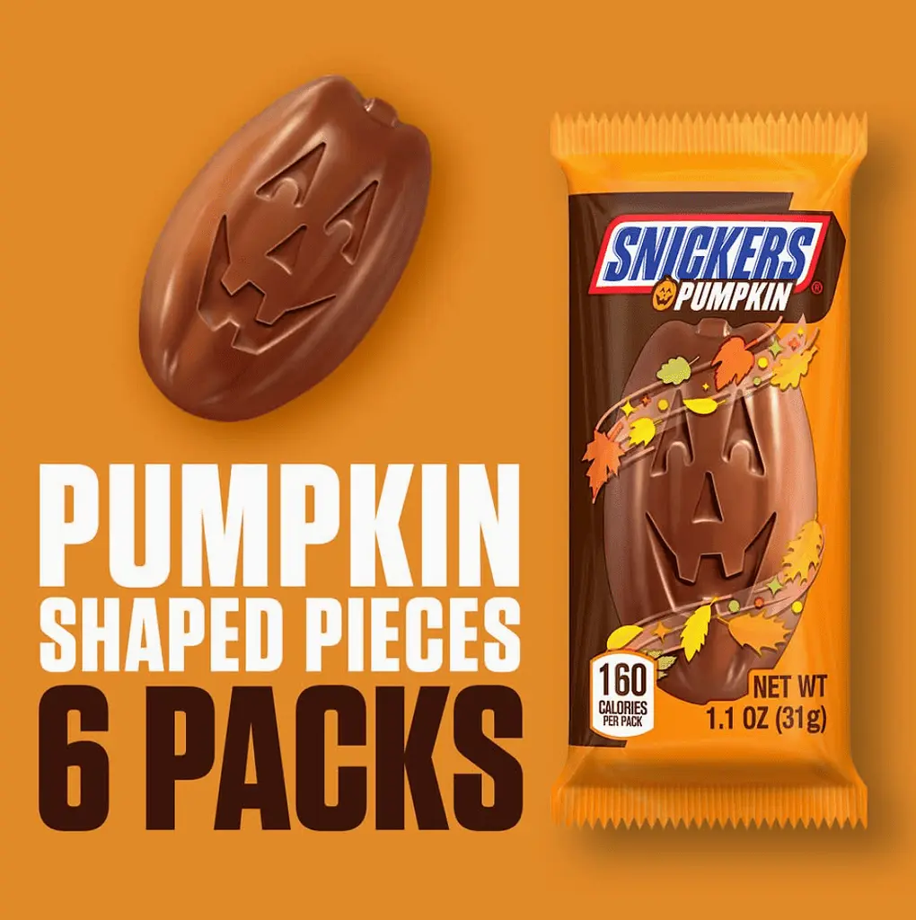Шоколадні батончики Snickers Pumpkins Shaped Chocolate Candy Bar 6шт x 31г - фото 3