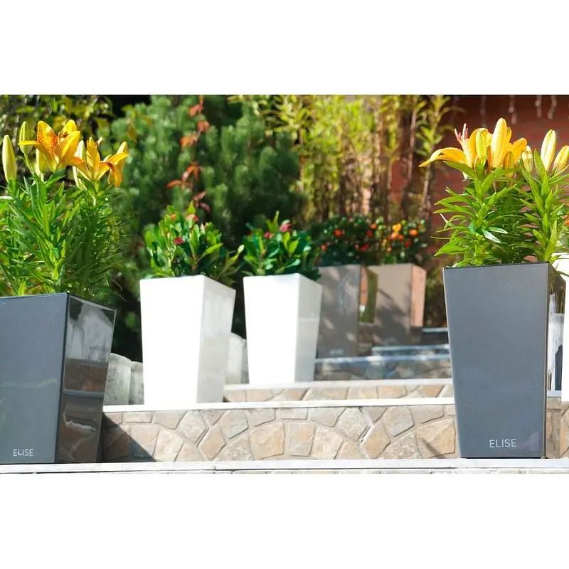 Кашпо Plastkon Elise 20х20х36 см глянцеве антрацит - фото 3