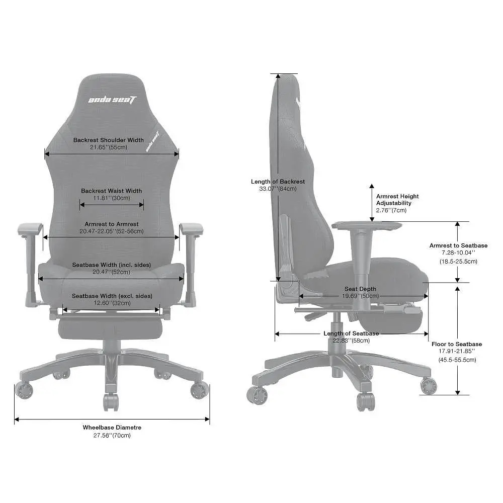 Крісло для геймерів Anda Seat Luna Pro Size L Gray Fabric (AD18T-44-G-F) - фото 8