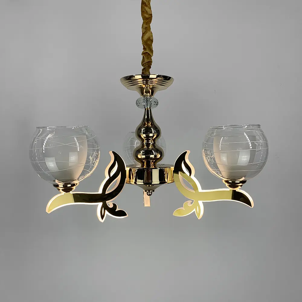 Люстра со светодиодным золотым корпусом и 3 двойных плафона Line.F 81181/3 GD - фото 3