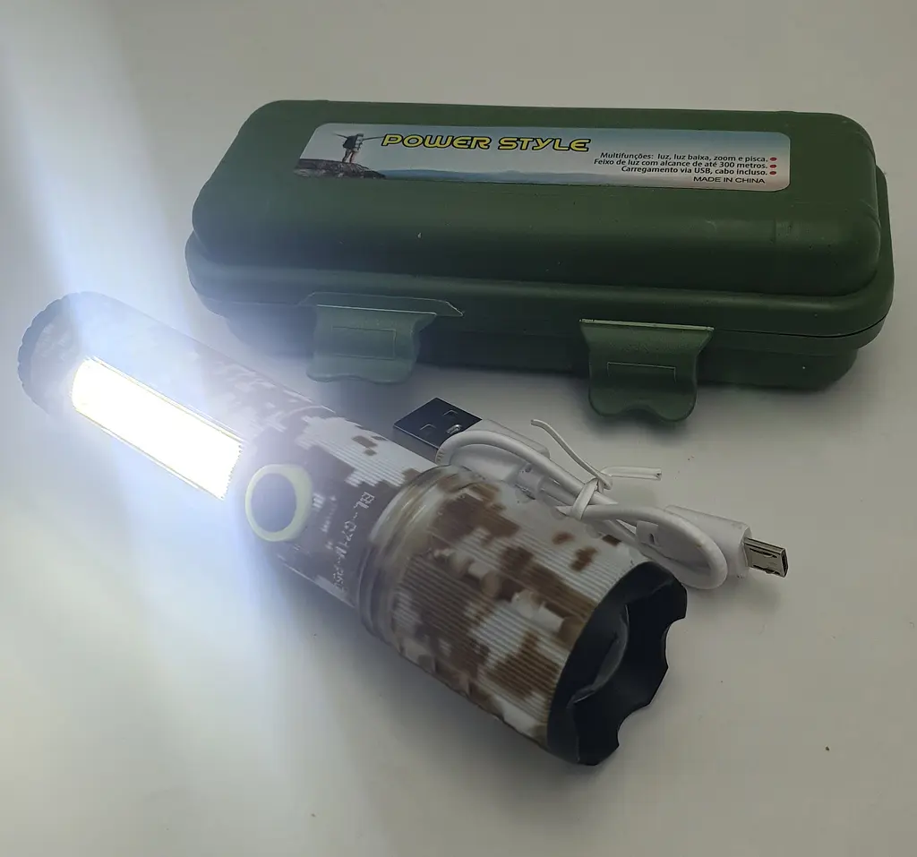 Світлодіодний ліхтар із боковим COB світильником USB зарядка ручний ліхтарик акумуляторний X-BALOG BL C71 P50 камуфляж - фото 2