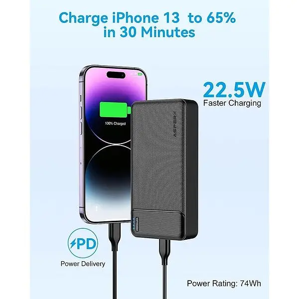 Портативний зарядний пристрій AsperX 20000 mAh 22,5W - фото 6
